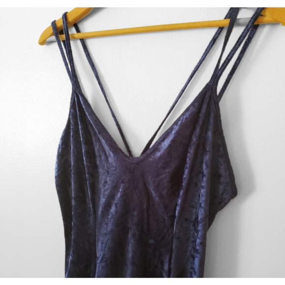 90s Sexy Grunge Blue Velvet Skater Mini Dress Size XXXL - Picture 4 of 6